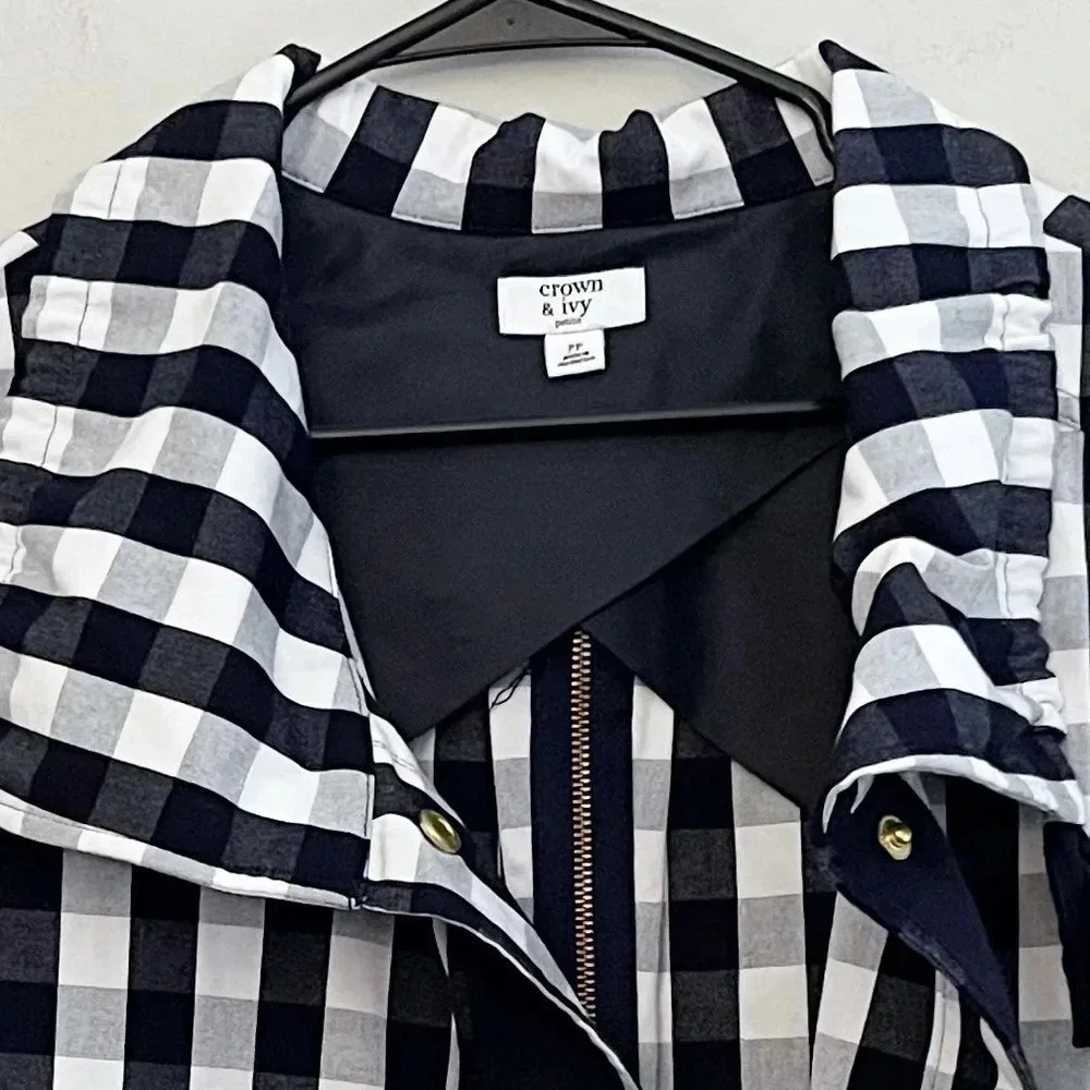 Crown & Ivy plaid jacket petite small preppy classic light academia gingham - Picture 5 of 5